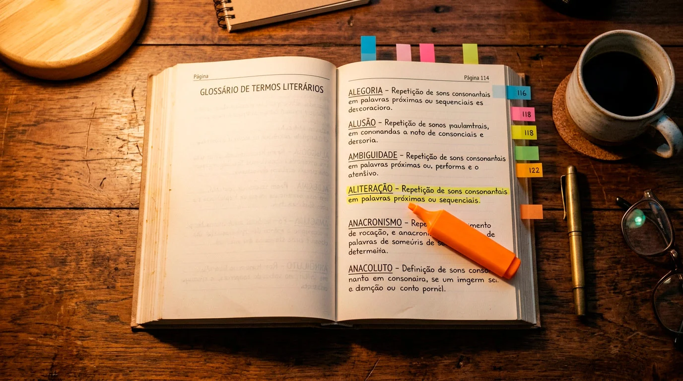 Livro aberto com termos de criptomoedas e apostas sobre mesa de estudo